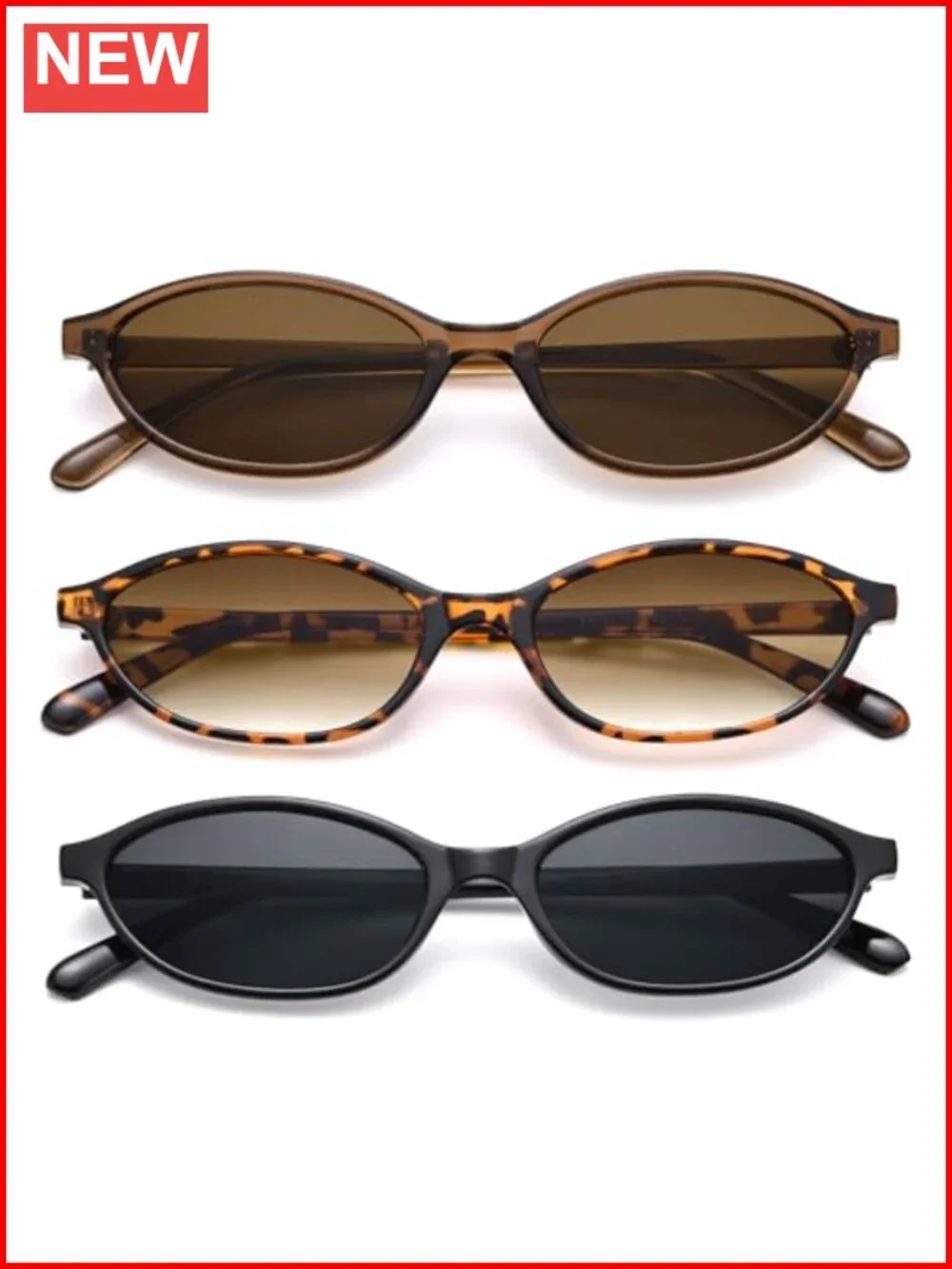 Retro Oval Cat Eye Y2K Narrow Frame Sunglasses with UV Protection